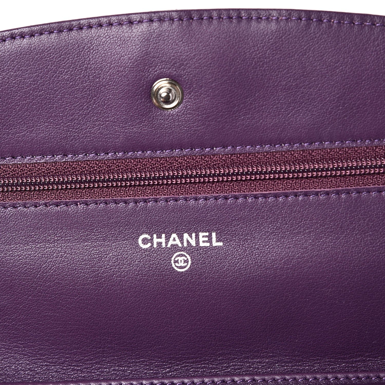 Chanel Patent Quilted Brilliant Wallet On Chain WOC Violet 7 of 9