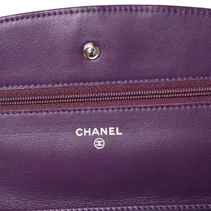 Chanel Patent Quilted Brilliant Wallet On Chain WOC Violet 7 of 9