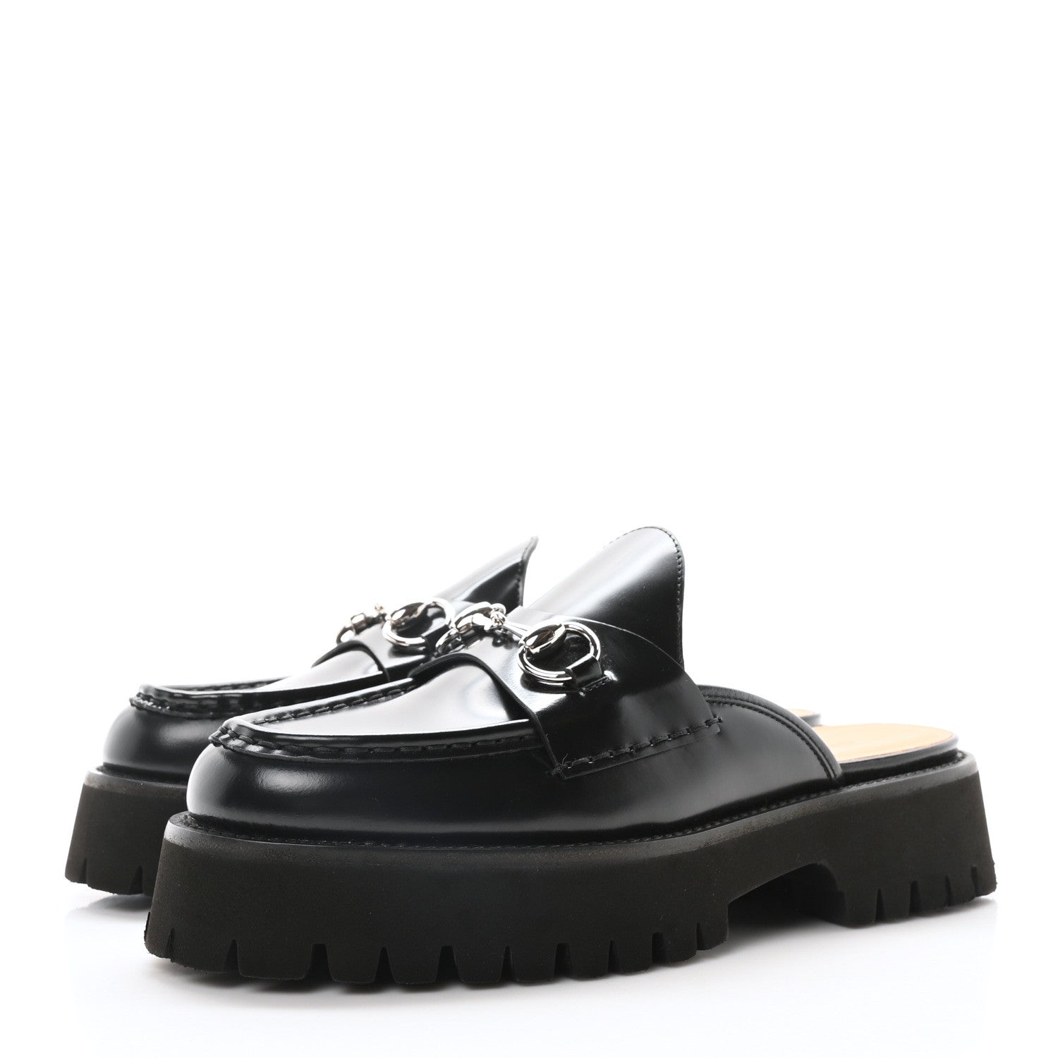 Gucci Magnum Calfskin Womens Horsebit Platform Mules 39.5 Black 38 Black 4 of 9