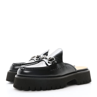 Gucci Magnum Calfskin Womens Horsebit Platform Mules 39.5 Black 38 Black 4 of 9