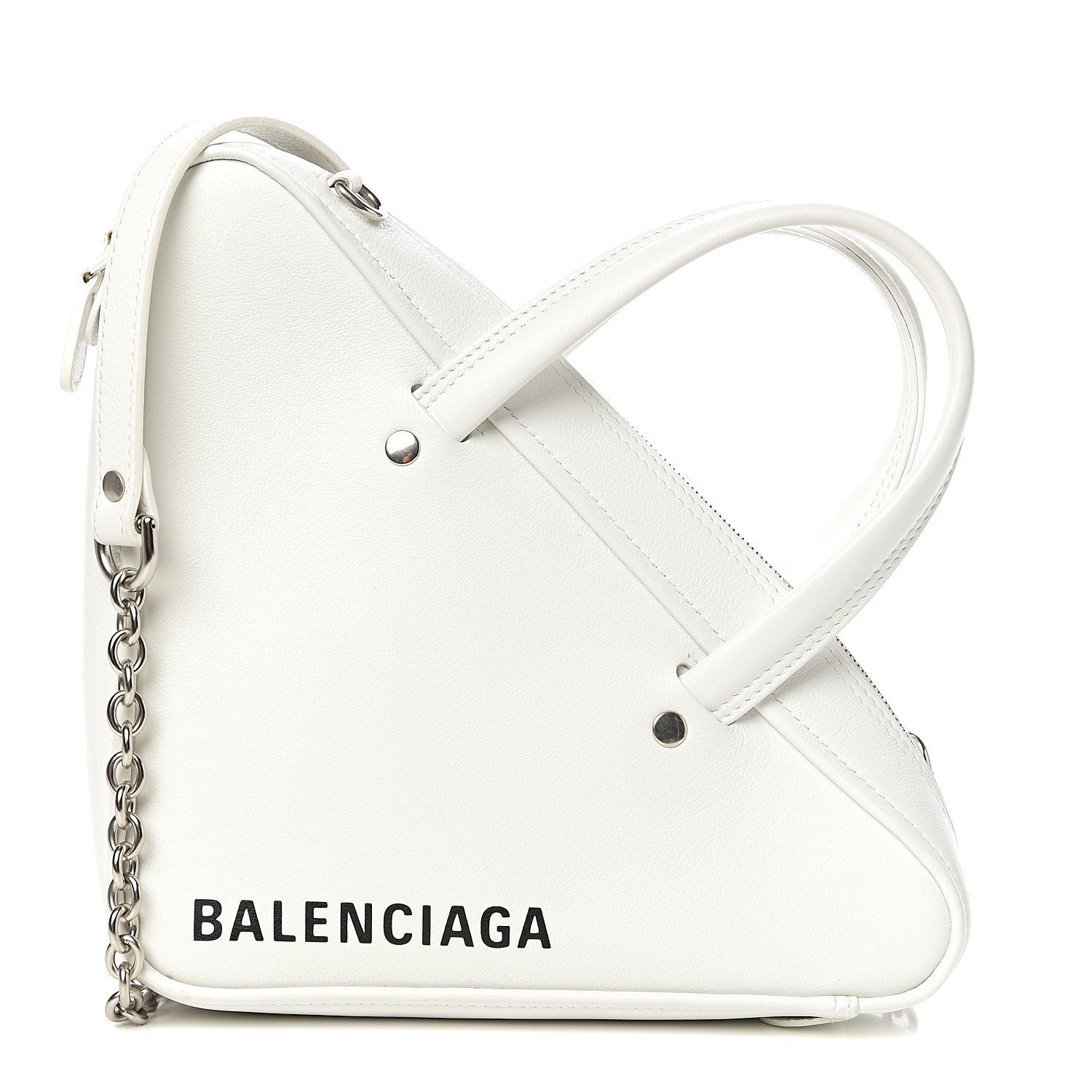 Balenciaga Calfskin XS Triangle Chain Duffle White 1 of 8