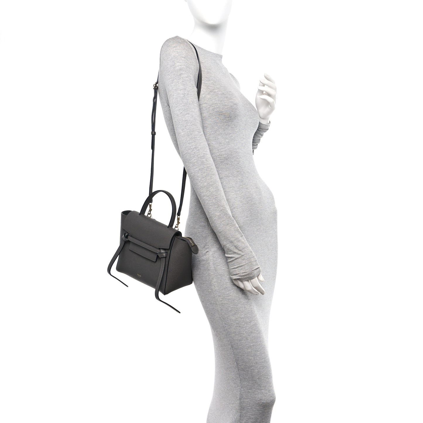 Grained Calfskin Nano Belt Bag Grey