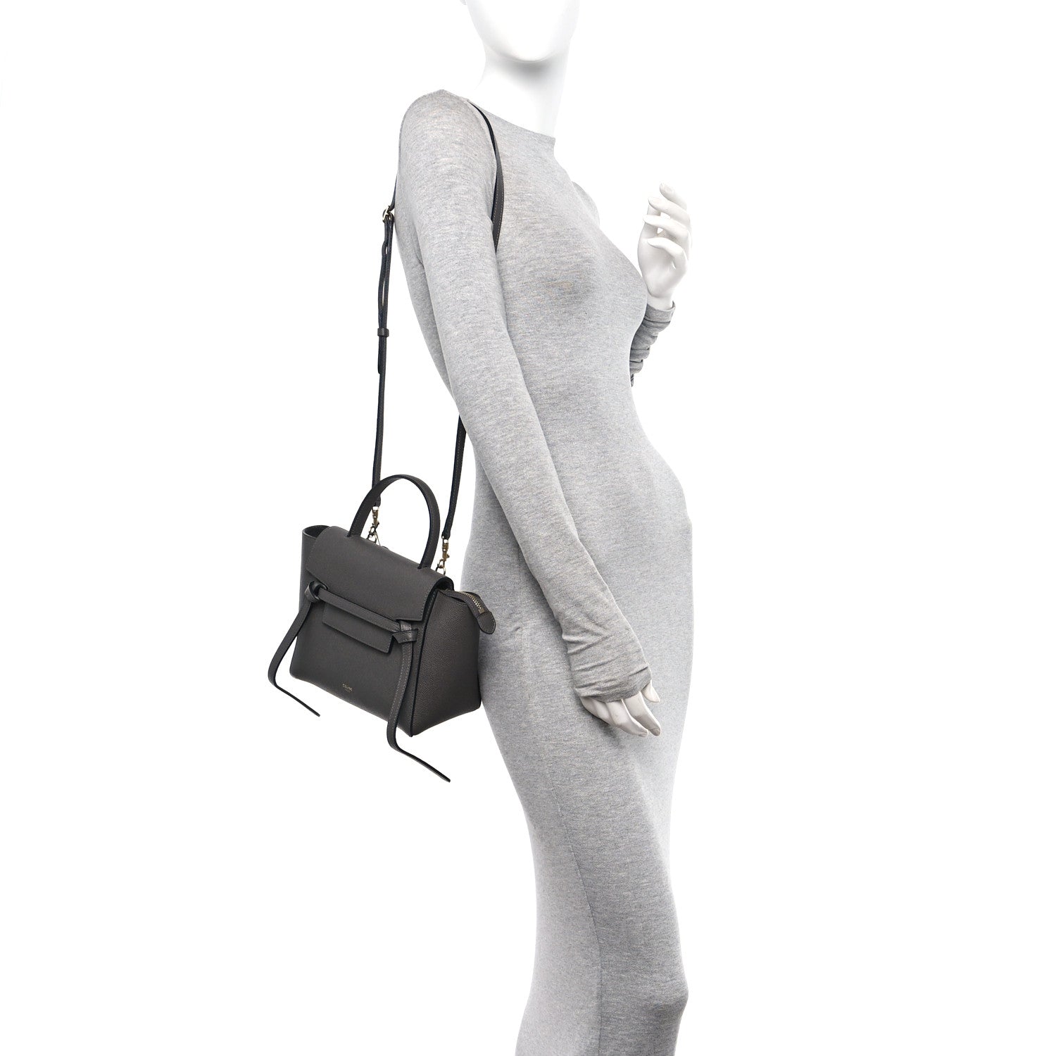 Celine Grained Calfskin Nano Belt Bag Grey 2 of 12