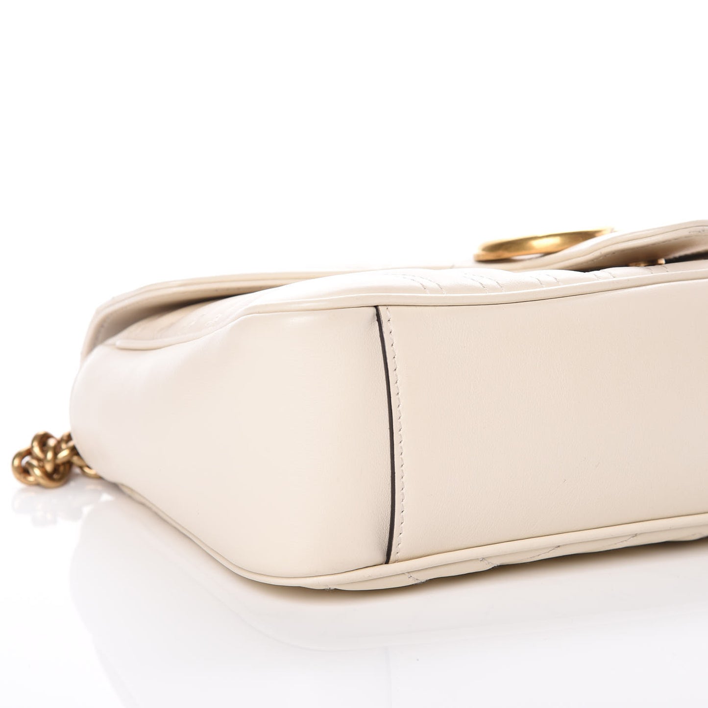 Calfskin Matelasse Small GG Marmont Shoulder Bag White