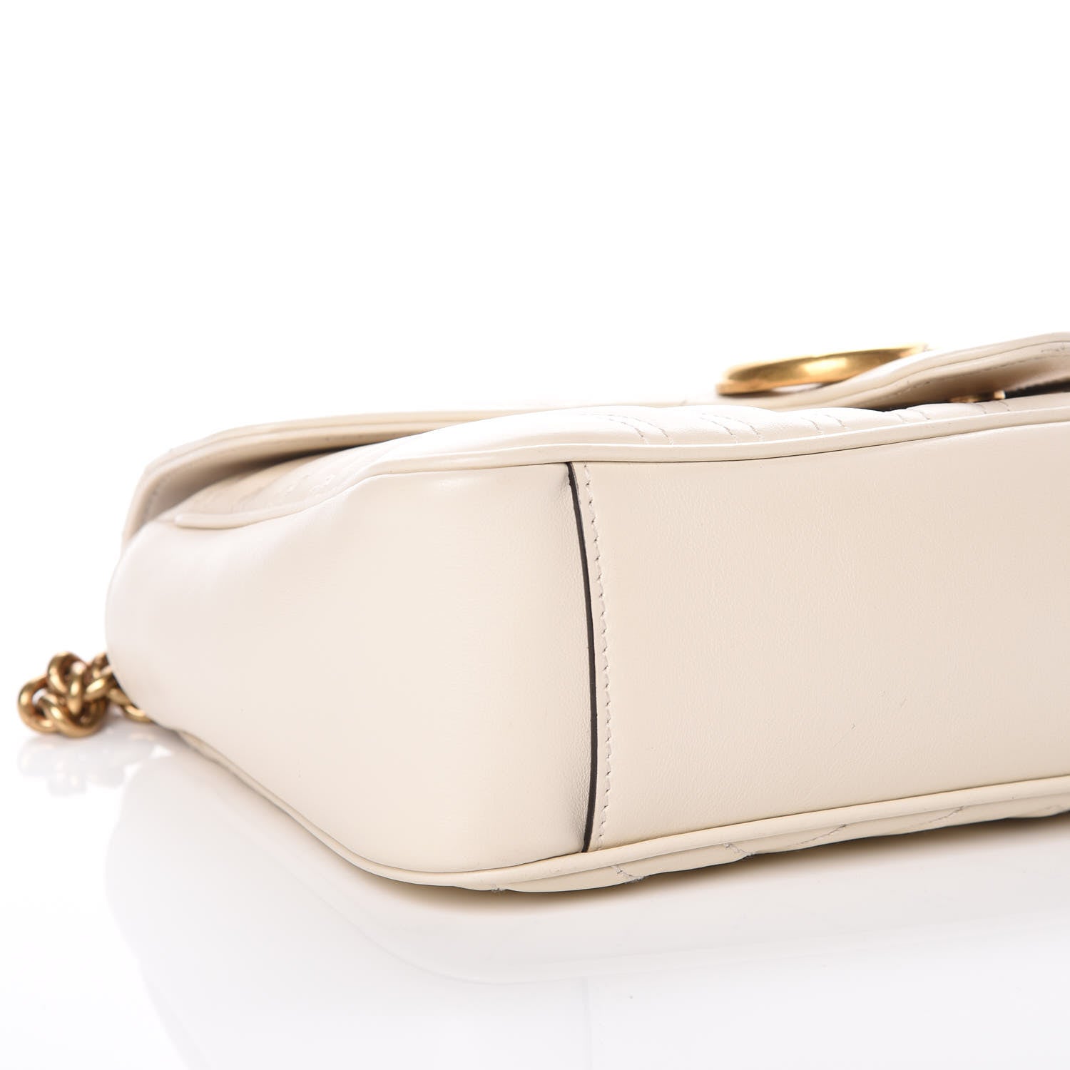 Gucci Calfskin Matelasse Small GG Marmont Shoulder Bag White 8 of 9
