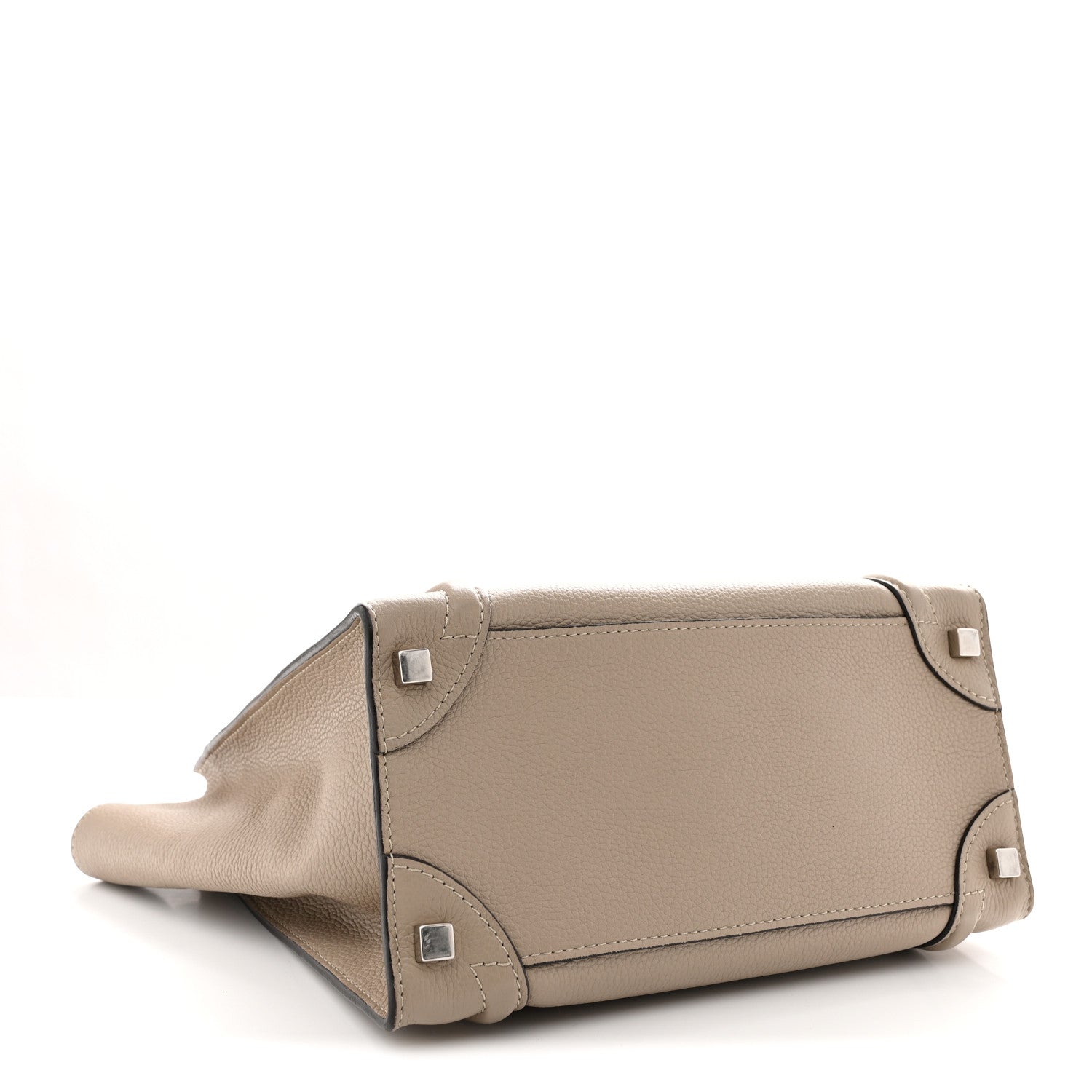 Celine Drummed Calfskin Micro Luggage  Dune 4 of 12