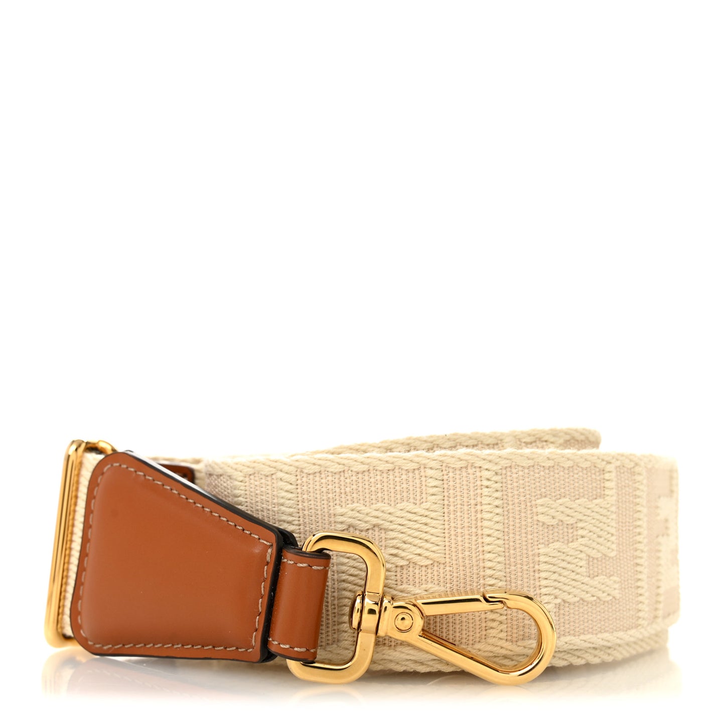 Jacquard Ribbon Vitello King FF Bi-Color Intreccio Adjustable Strap You Beige Tan