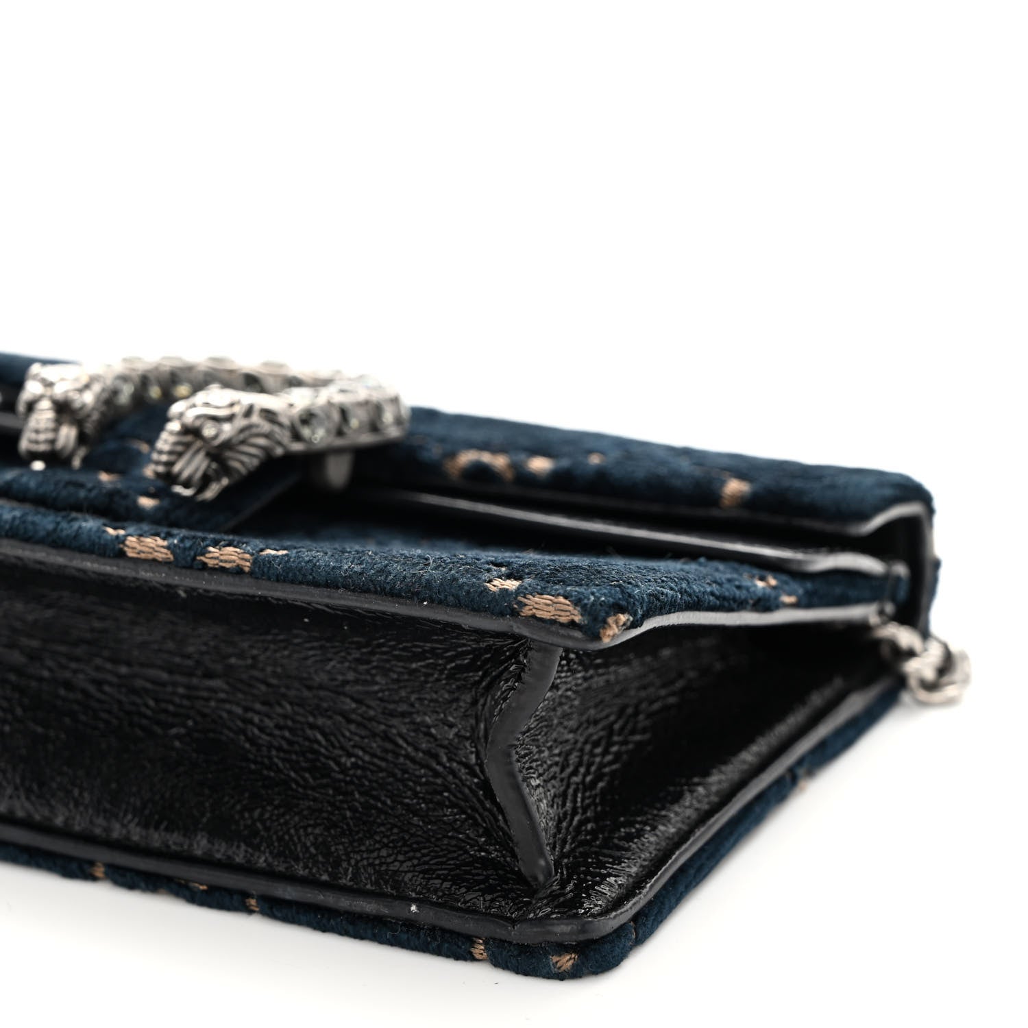 Gucci Velvet GG Monogram Super Mini Dionysus Shoulder Bag Blue Beige Black 9 of 10