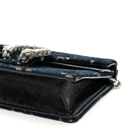 Gucci Velvet GG Monogram Super Mini Dionysus Shoulder Bag Blue Beige Black 9 of 10