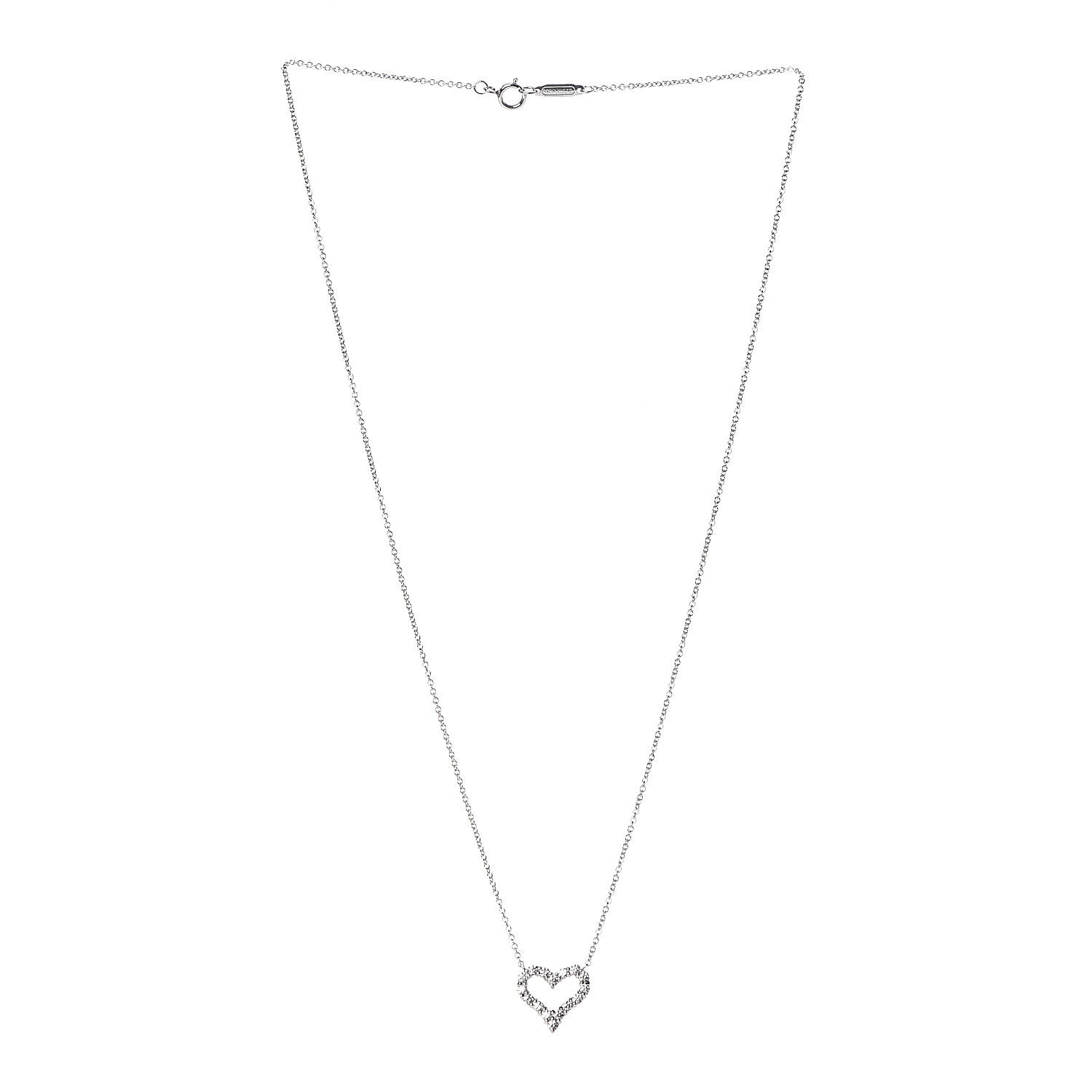 Tiffany Platinum Diamond Mini Heart Pendant Necklace 3 of 6