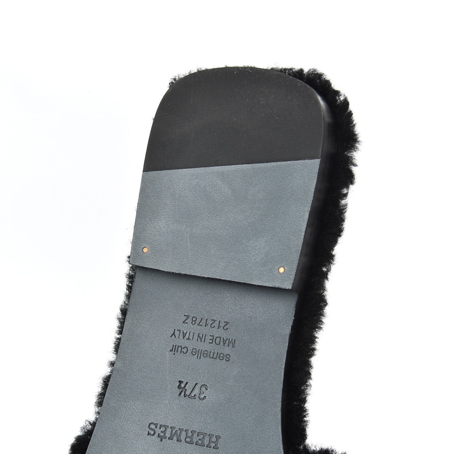 Hermes Woolskin Oran Sandals 37.5 Black 11 of 12