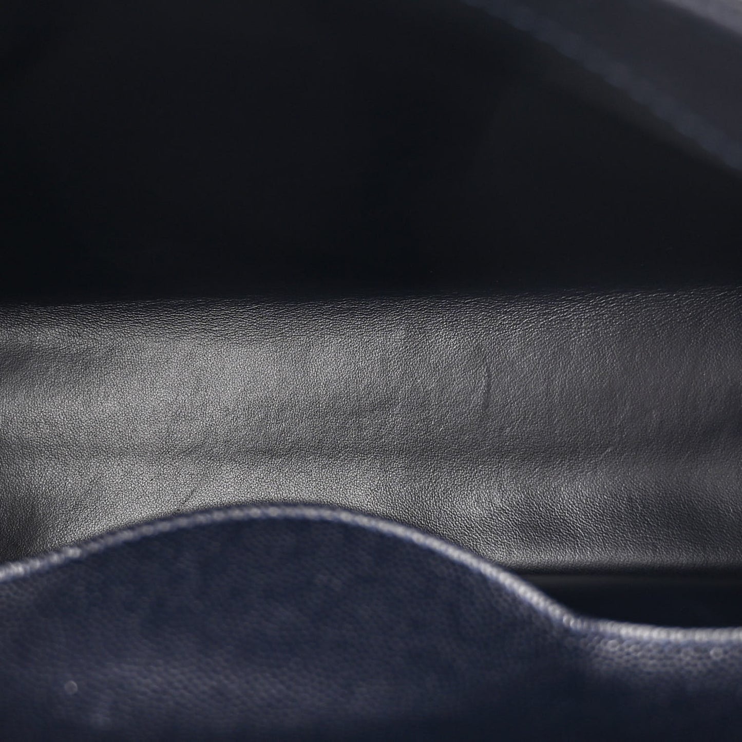 Caviar Quilted Small Shopping Tote Navy Blue