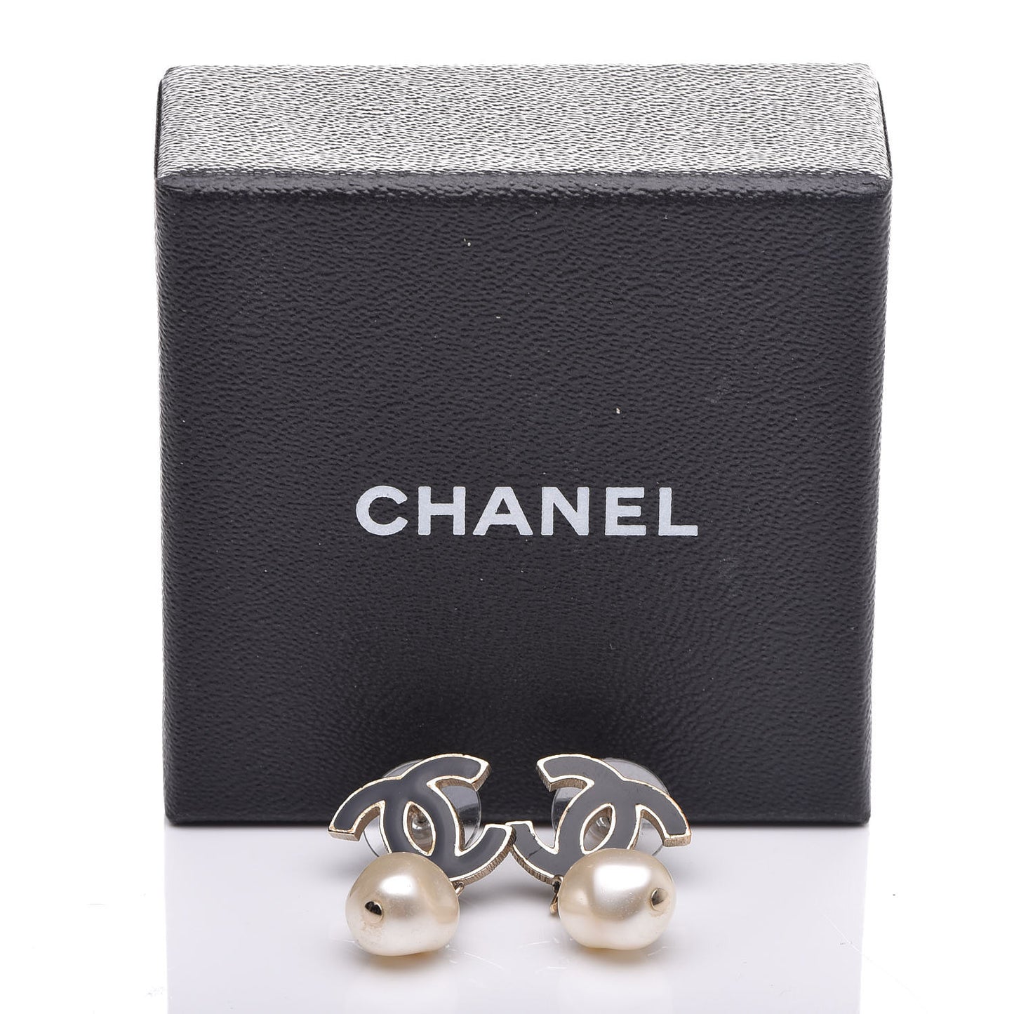 Pearl Enamel CC Drop Earrings Gold