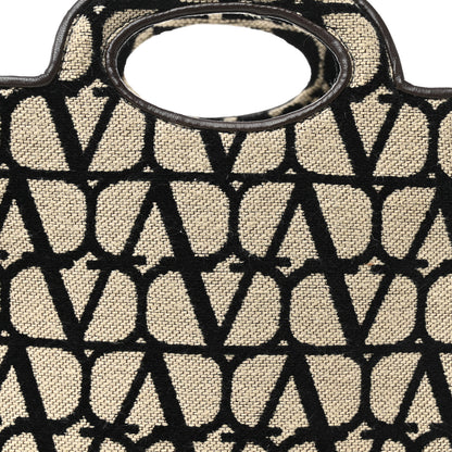 Valentino Garavani Toile Iconographe Goatskin Mini Le Troisieme Shopping Bag Naturale Black Fondant 7 of 9