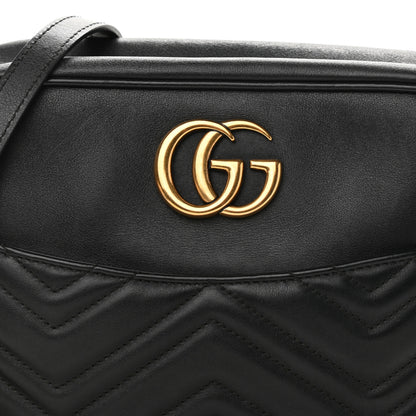 Gucci Calfskin Matelasse Medium GG Marmont Chain Shoulder Bag Black 8 of 10