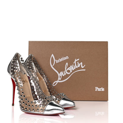 Christian Louboutin PVC Metallic Gloss Spike Me 100 Pumps 38 Silver 10 of 10