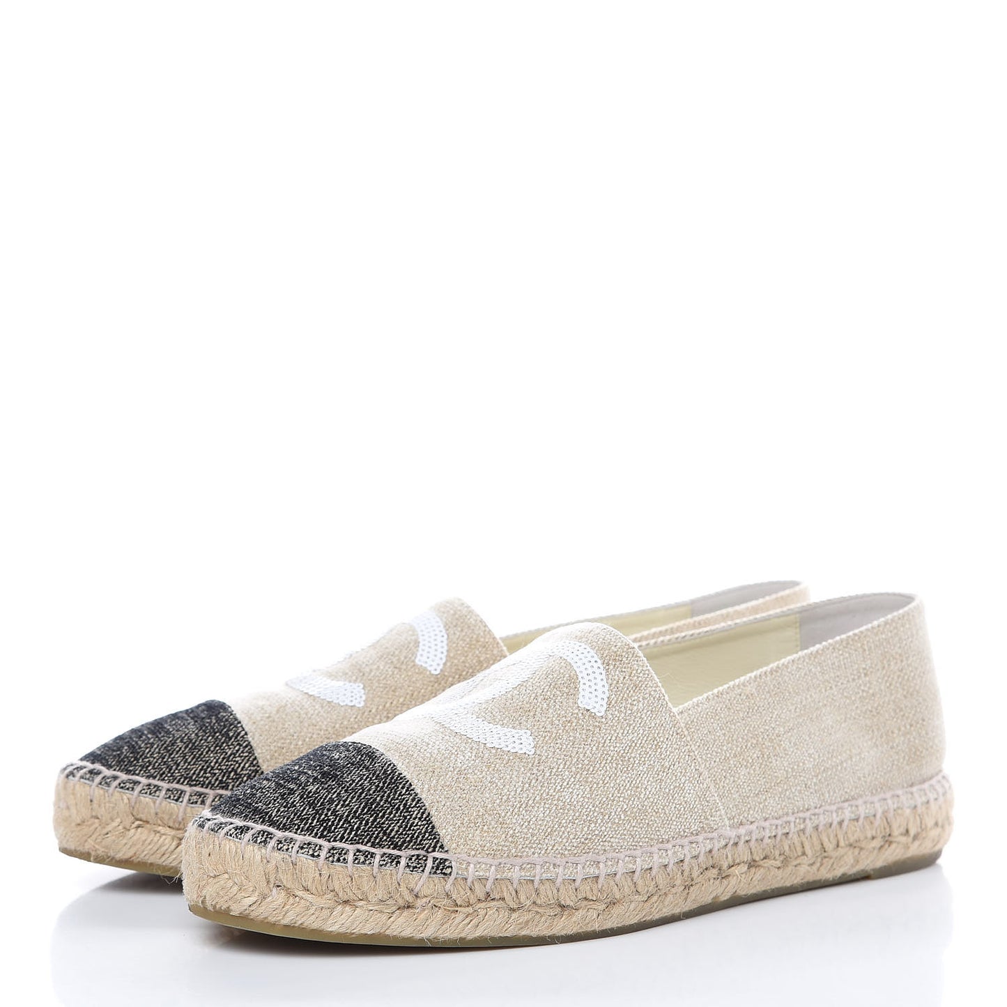 Toile Sequin CC Espadrilles 42 Beige Black