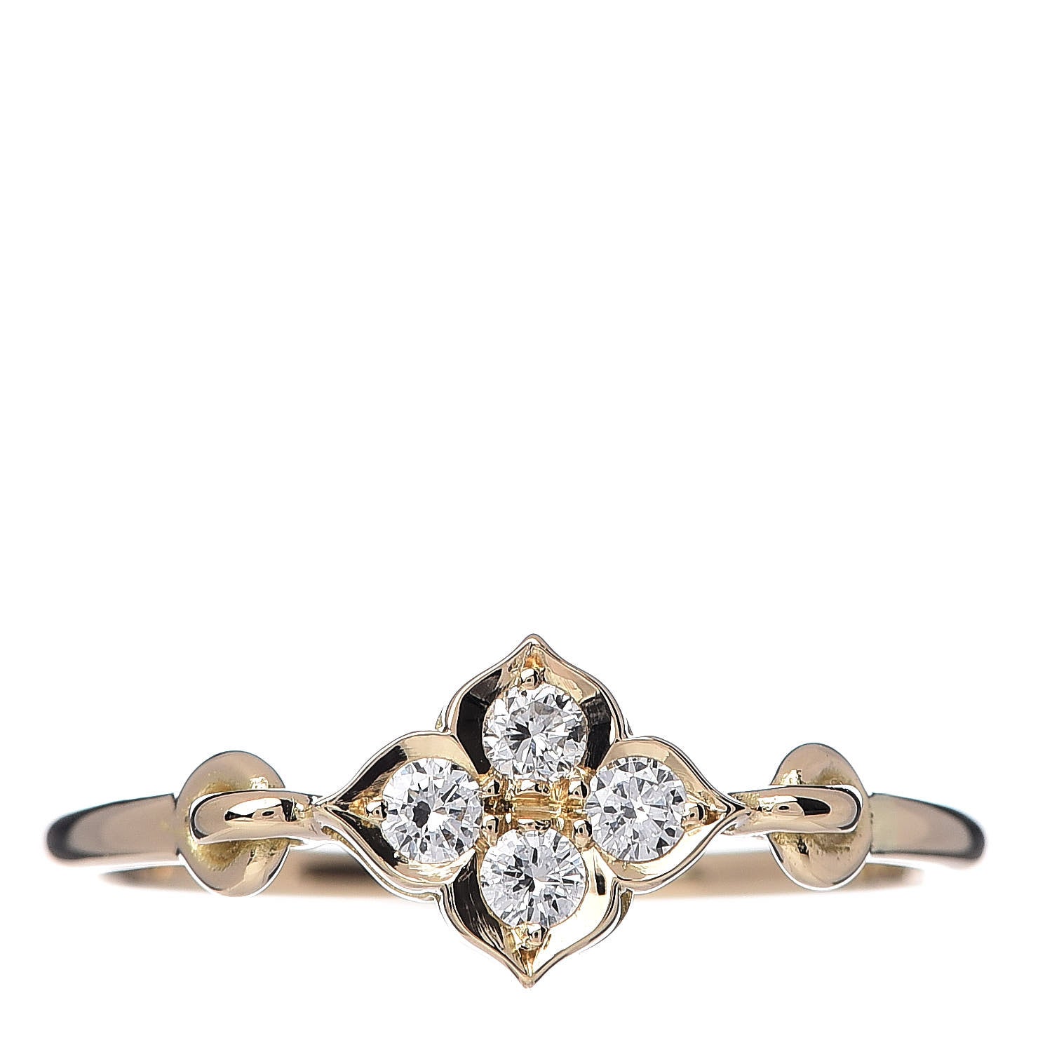 Cartier 18K Yellow Gold Diamond Hindu Floral Ring 52 6 1 of 6