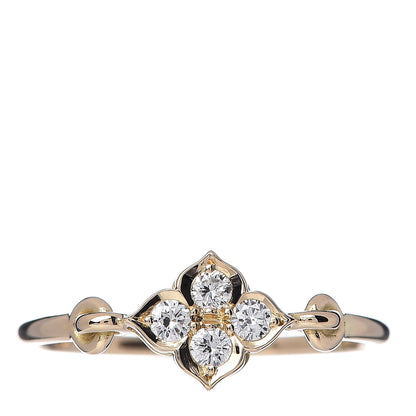 Cartier 18K Yellow Gold Diamond Hindu Floral Ring 52 6 1 of 6