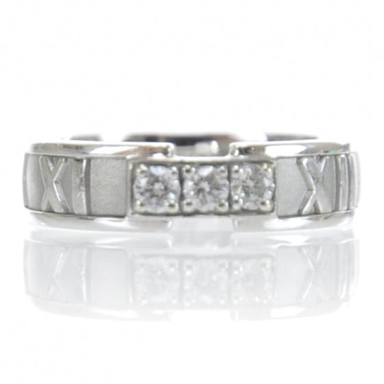 Tiffany 18k White Gold Diamond Atlas Ring 6 1 of 8