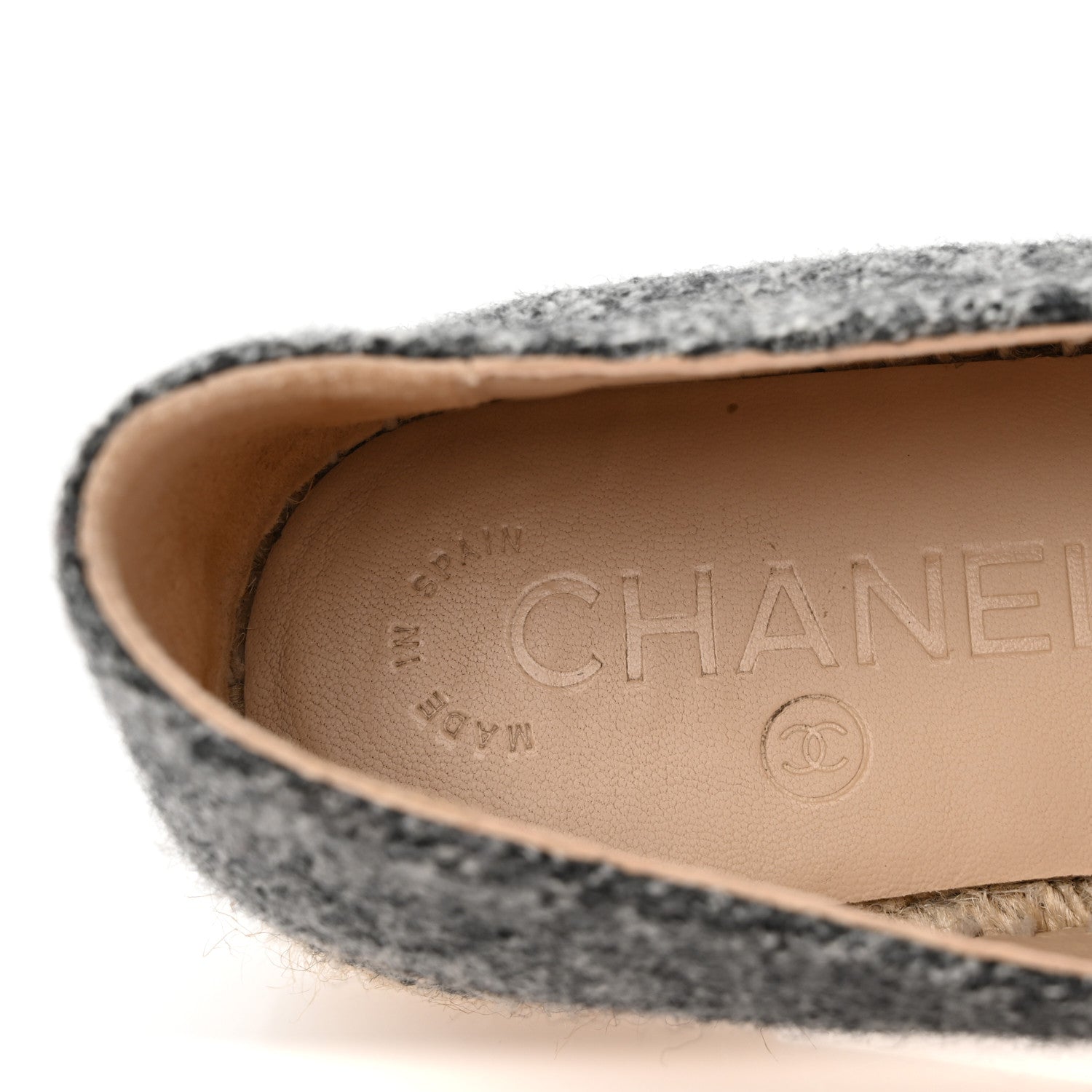 Chanel Tweed Velvet CC Espadrilles 36 Grey Black 8 of 10