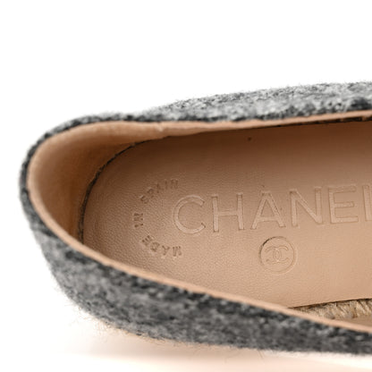 Chanel Tweed Velvet CC Espadrilles 36 Grey Black 8 of 10