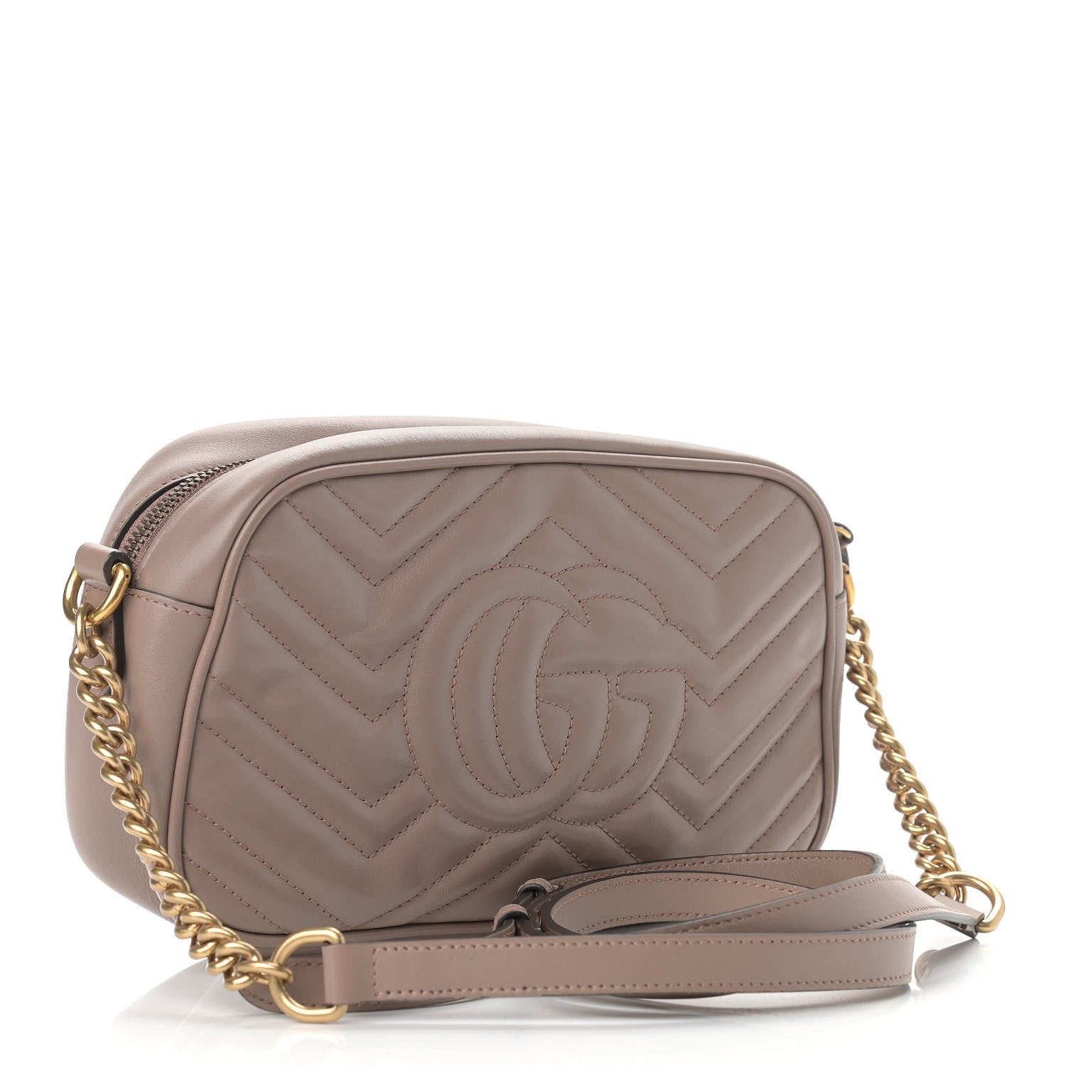 Gucci Calfskin Matelasse Small GG Marmont Chain Shoulder Bag Porcelain Rose 3 of 11