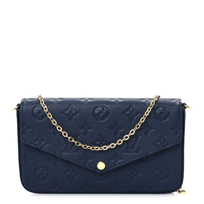 Louis Vuitton Empreinte Pochette Felicie Chain Wallet Navy 1 of 10
