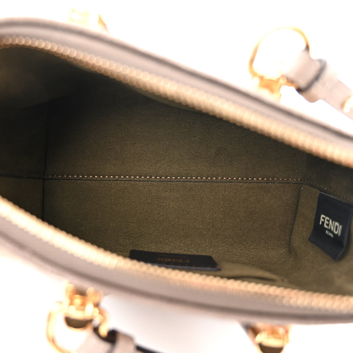 Fendi Chenille Vitello King Plexiglass FF Mini By The Way Top Handle Boston Bag Tortora Nuvola 5 of 11