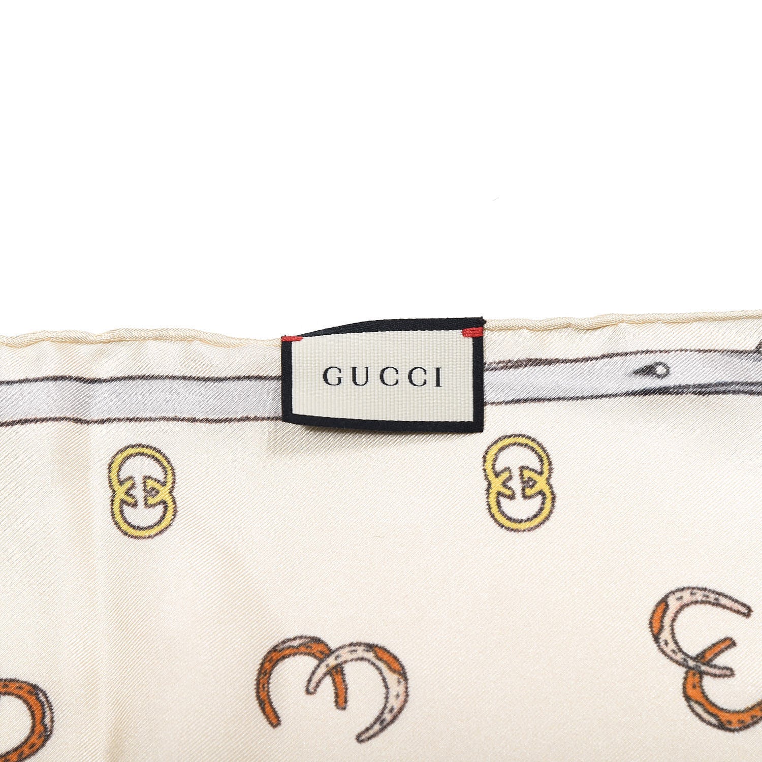 Gucci Silk Twill GG Horseshoe Print Twill Scarf Ivory 5 of 5