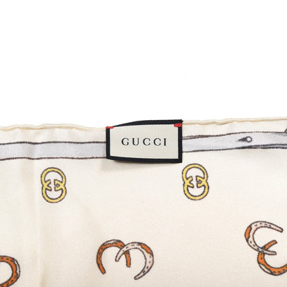 Gucci Silk Twill GG Horseshoe Print Twill Scarf Ivory 5 of 5