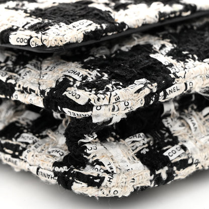 Chanel Tweed Quilted Wallet On Chain WOC Black Ecru White 10 of 12