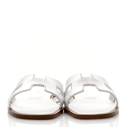Hermes Box Calfskin Oran Sandals 36.5 White 2 of 8