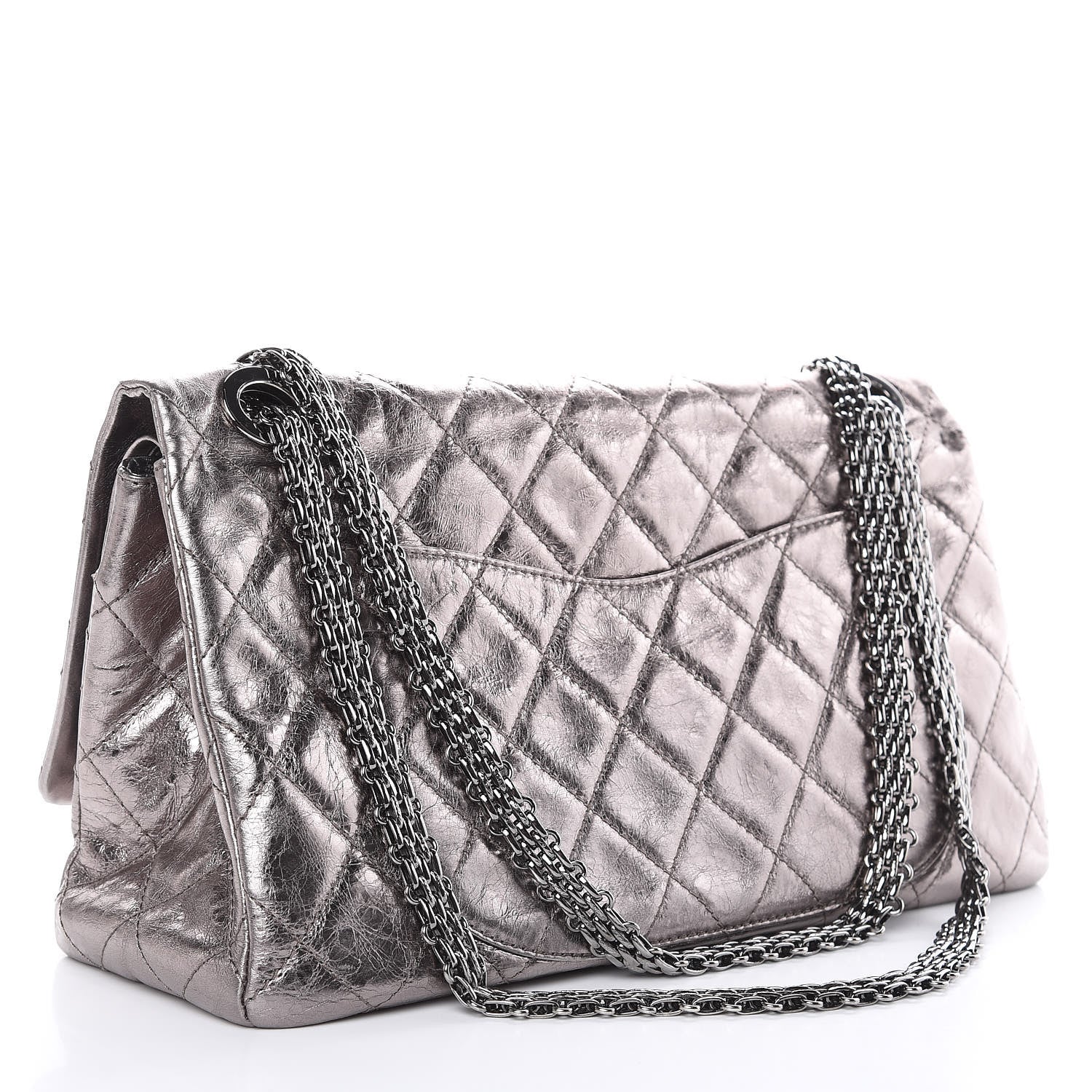Chanel Metallic Aged Calfskin Quilted 2.55 Reissue 228 Flap Silver 3 of 9
