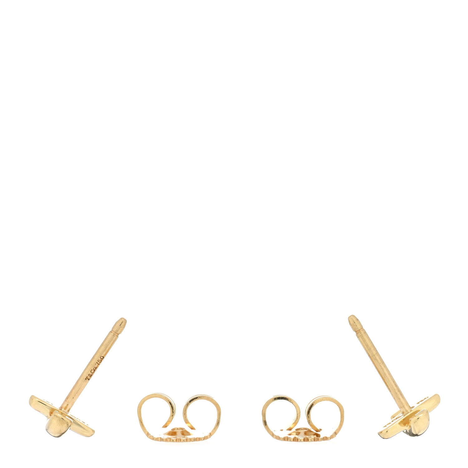 Tiffany 18K Yellow Gold 5mm Cross Stitch Earrings 3 of 4