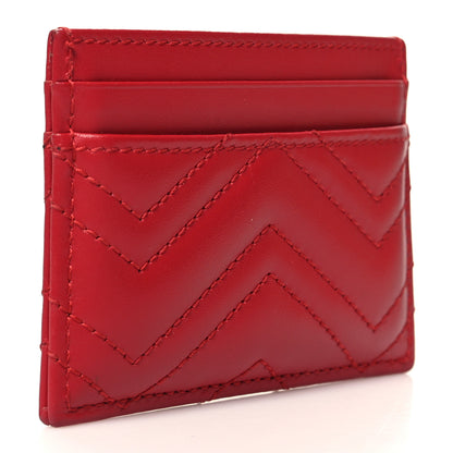 Gucci Calfskin Matelasse GG Marmont Card Holder Hibiscus Red 3 of 9