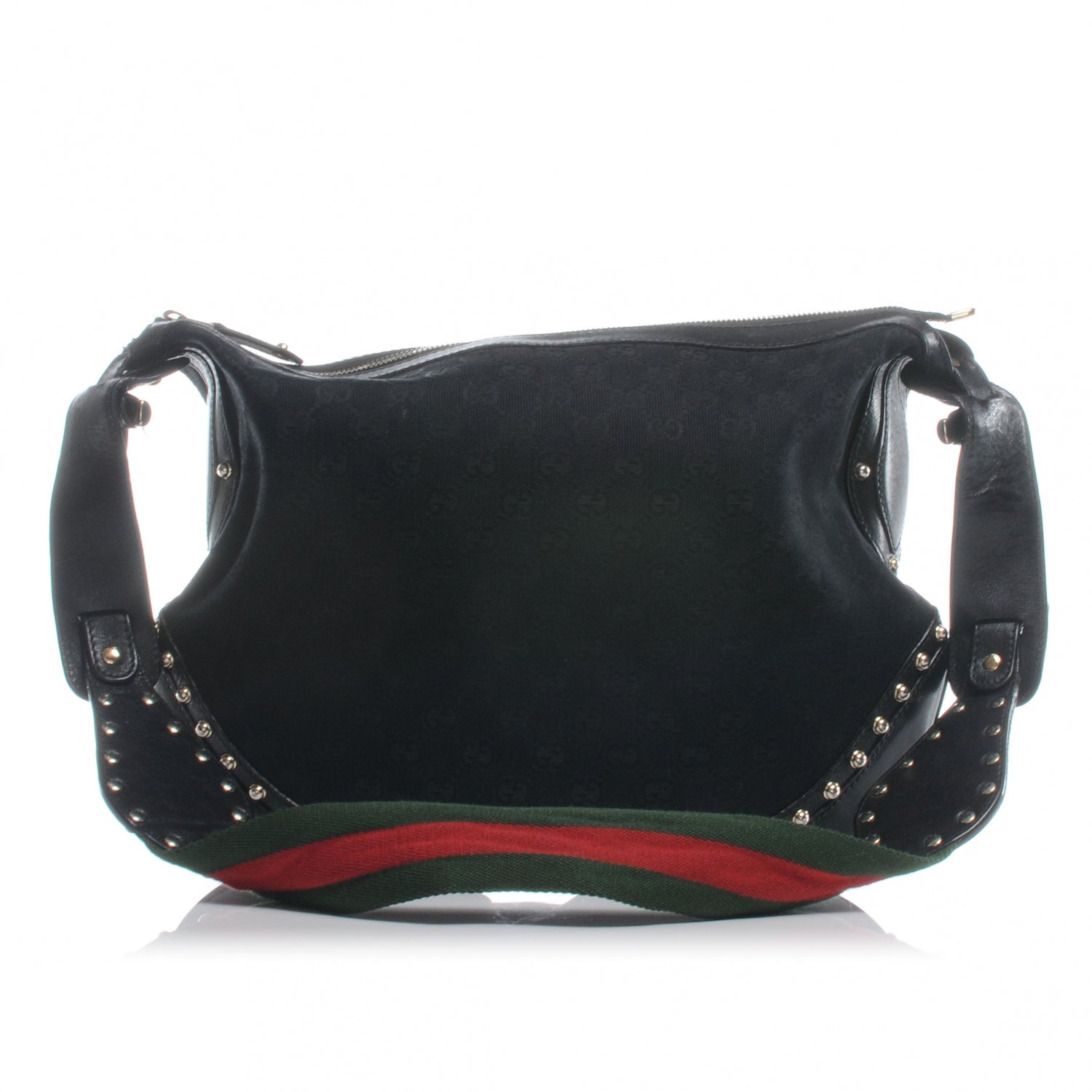 Gucci Monogram Pelham Studded Shoulder Bag Black 1 of 8