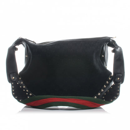 Gucci Monogram Pelham Studded Shoulder Bag Black 1 of 8