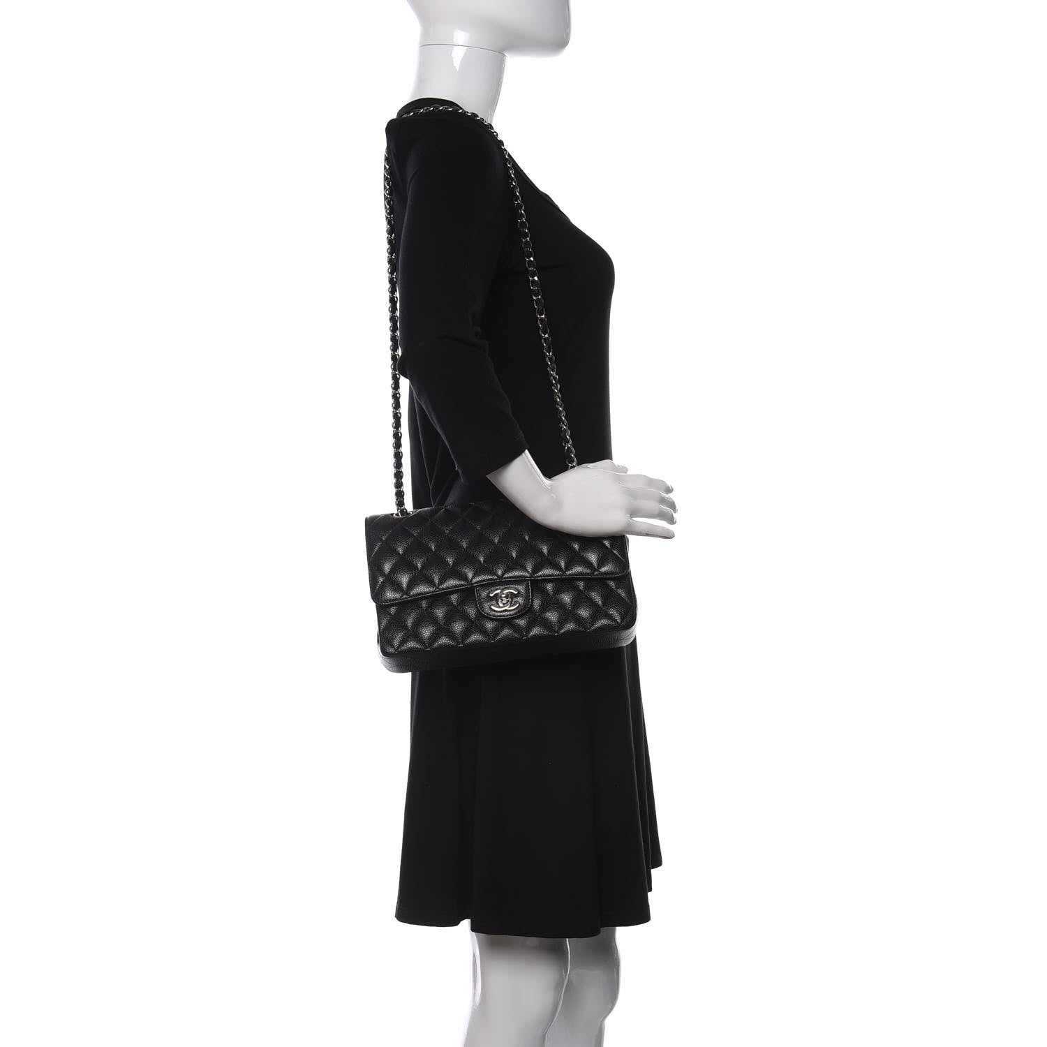 Chanel Caviar Quilted Medium Double Flap Black 2 of 12