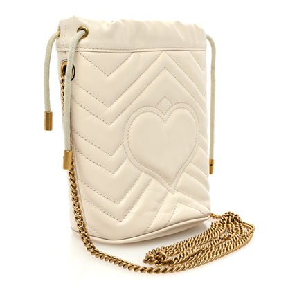 Gucci Calfskin Matelasse Mini GG Marmont 2.0 Bucket Bag White 3 of 10