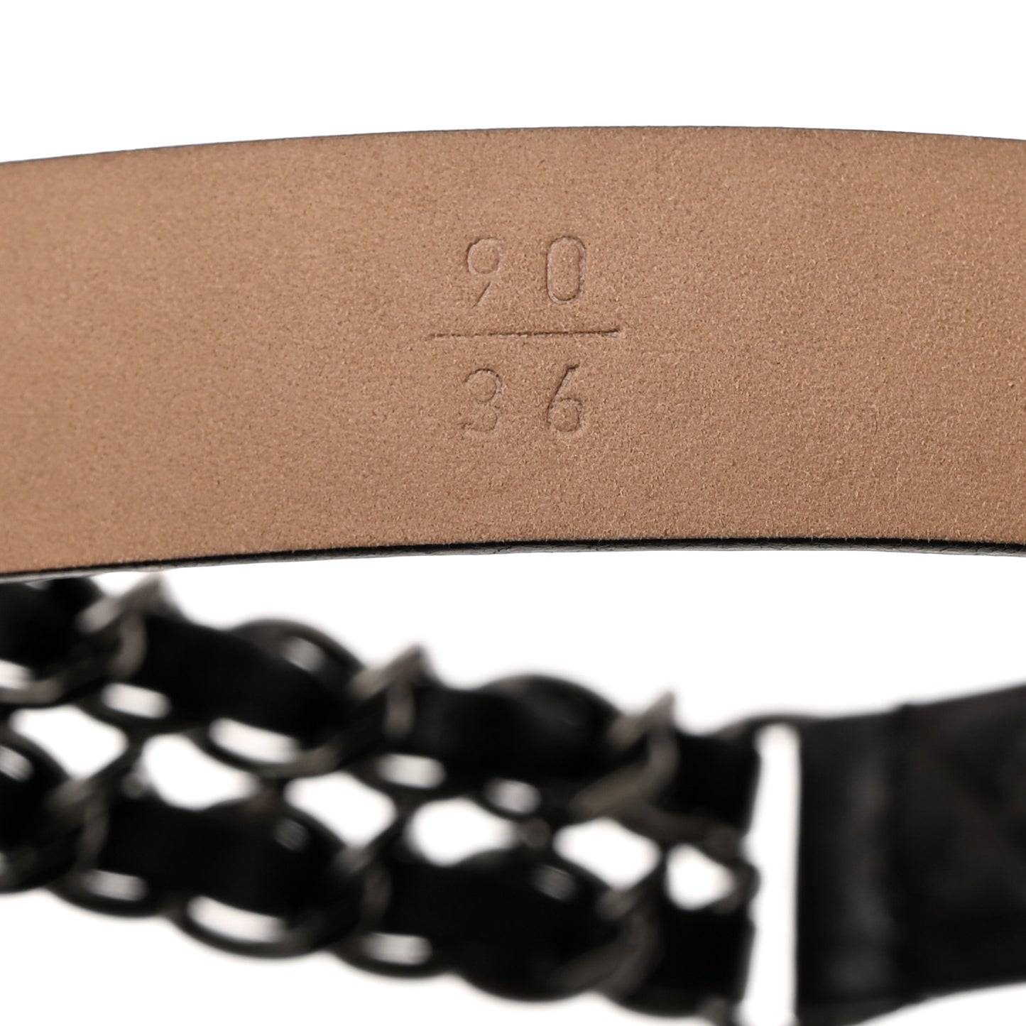Calfskin Metal CC Chain Belt 90 36 Black