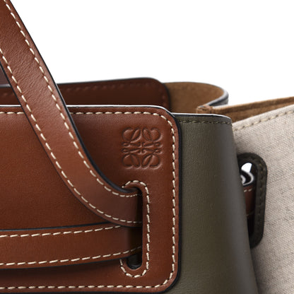 Loewe Calfskin Linen Lazo Tote Khaki Green 10 of 10