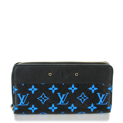 Louis Vuitton Calfskin Colored Monogram Zippy Wallet Blue Black 1 of 7