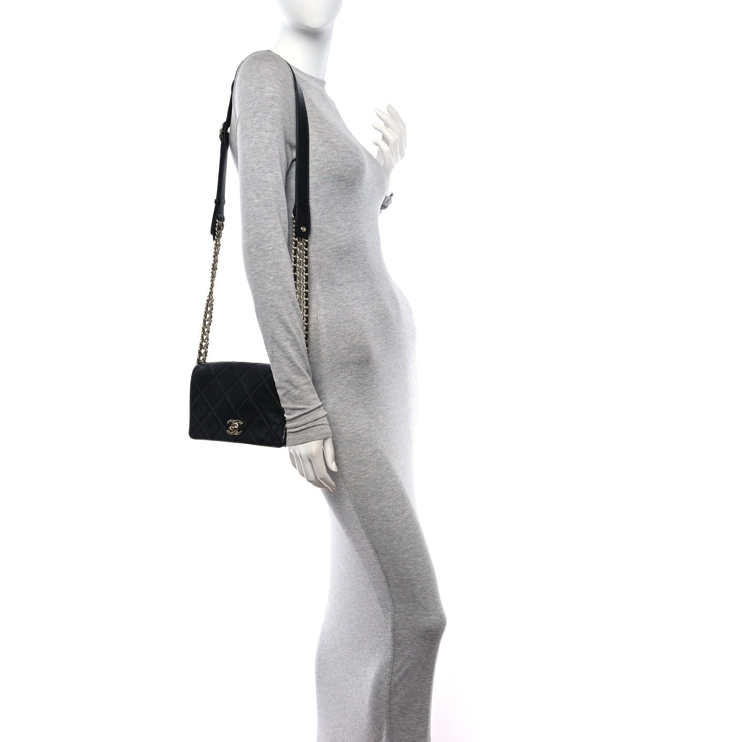 Chanel Lambskin Quilted Small Chain Rows Flap Black 2 of 11