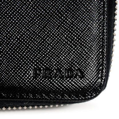 Prada Saffiano Zip Around Document Wallet Nero Black 6 of 10