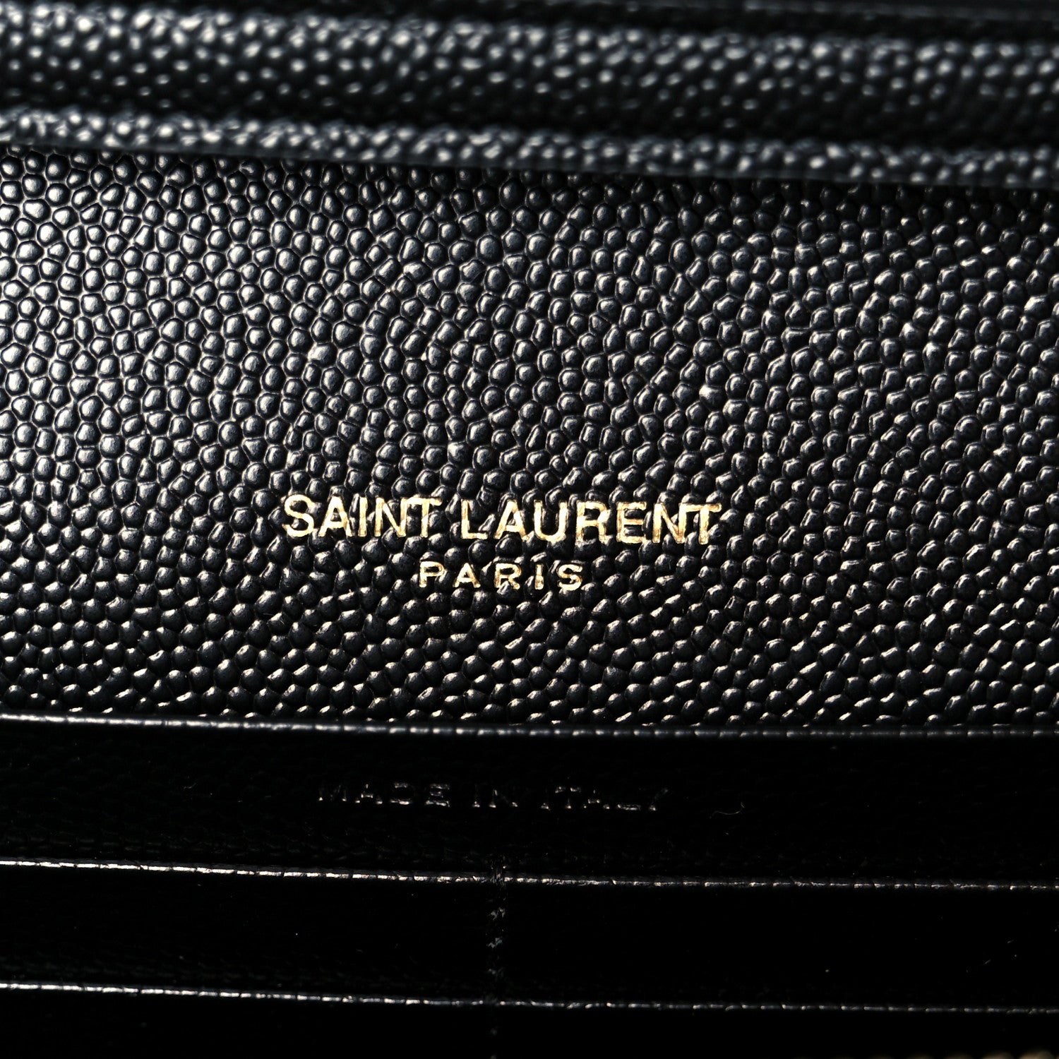 Saint Laurent Grain De Poudre Matelasse Chevron Monogram Chain Wallet Black 6 of 10