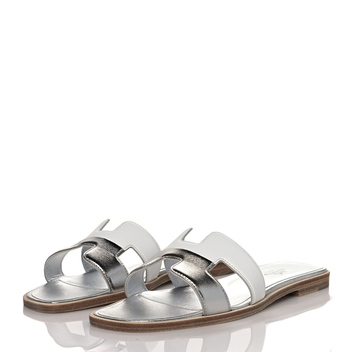 Metallic Nappa Box Oran Sandals 36.5 White Gris Argente
