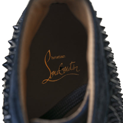 Christian Louboutin Veau Velours Mens Louis Spikes Flat Sneakers 42 Nuit 15 of 18