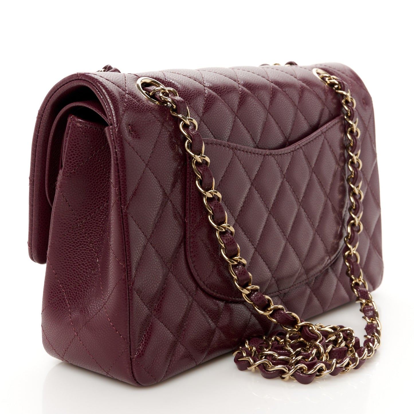 Caviar Quilted Medium Double Flap Burgundy
