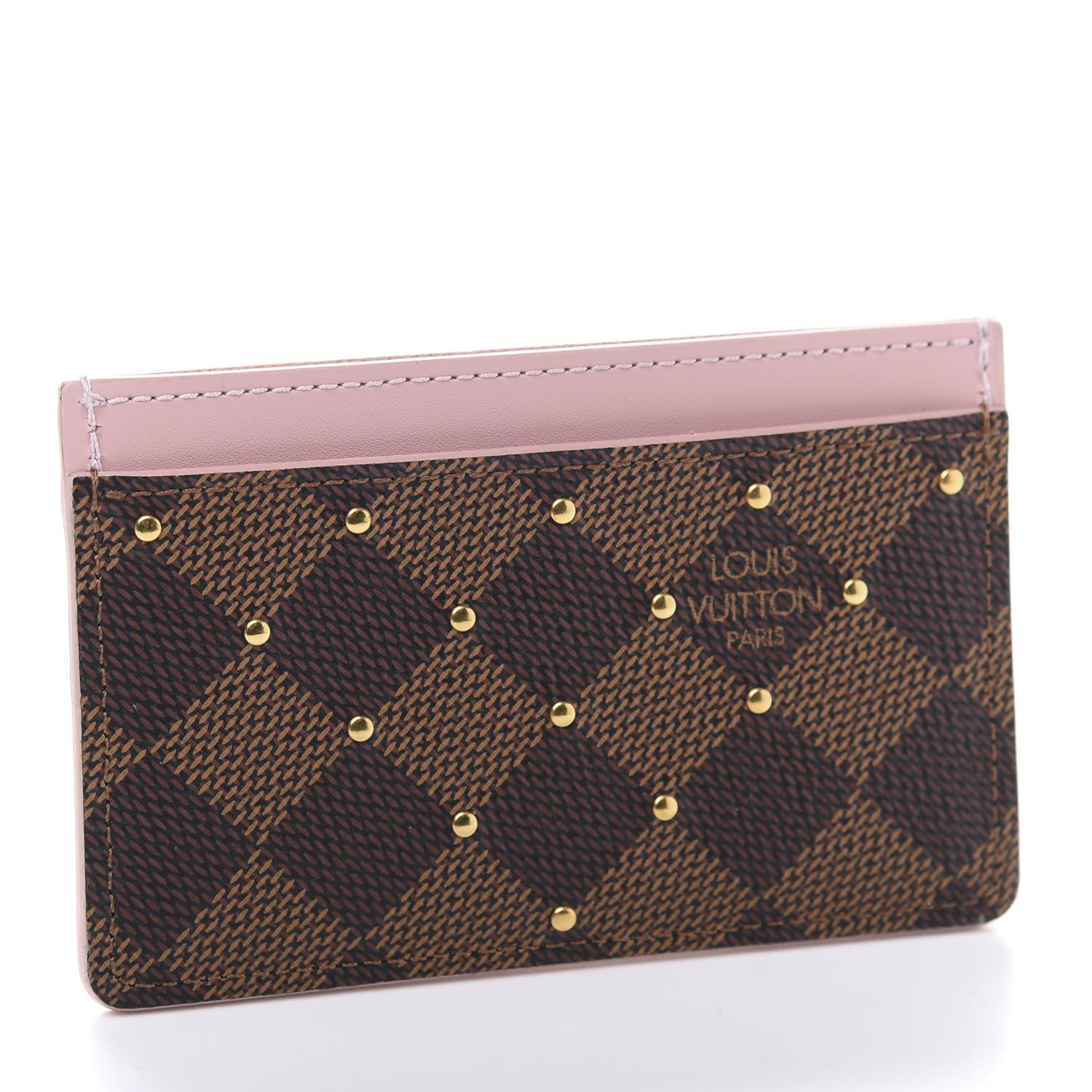 Louis Vuitton Damier Ebene Studded Card Holder Rose Ballerine 3 of 8